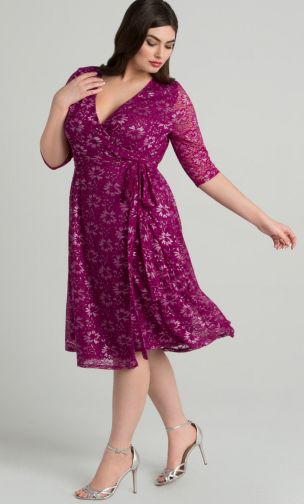 Bright raspberry plus size evening dress
