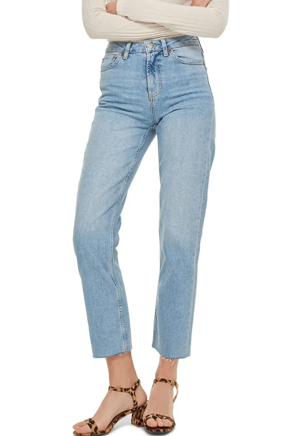 Cropped, high-waisted not-so-skinny jeans.