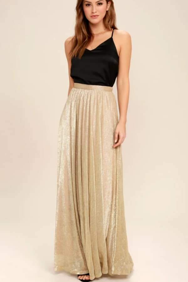 Gold shimmery maxi skirt