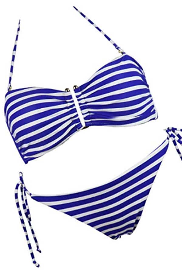 Striped style two-piece swimsuit