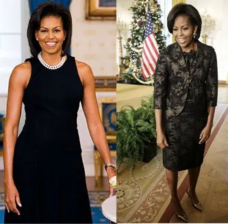 MIchelle Obama wearing conservative black dress