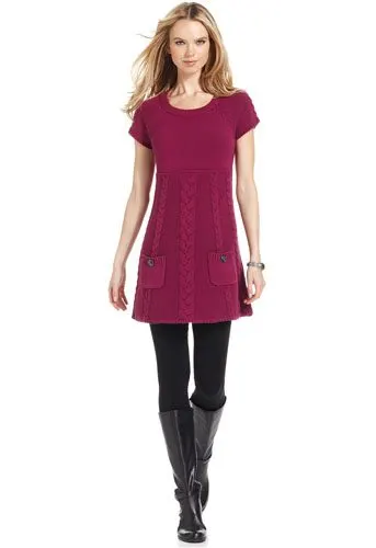 Cap Sleeve Cable Knit Tunic