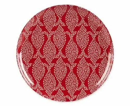 Red plates with white pattern