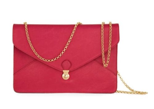 Pink handbag with chain strap
