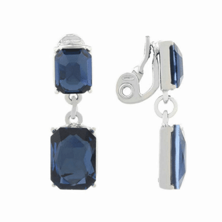 Clip on earrings with blue stone