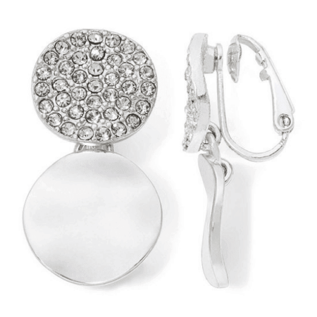 Crystal and silver clip-on earrings