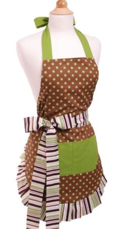 Brown and green apron