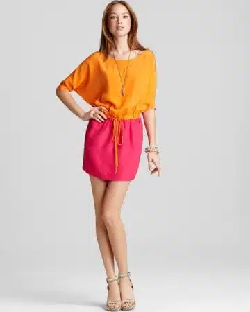 Pink skirt and orange top