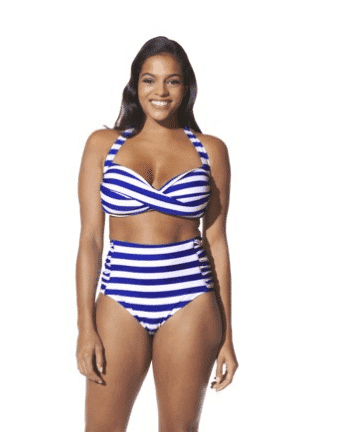 Striped bikini on plus size model