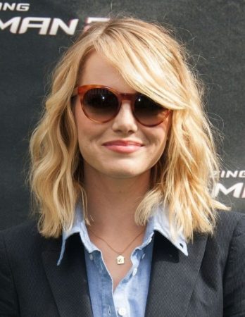 Emma Stone with lobbed haircut