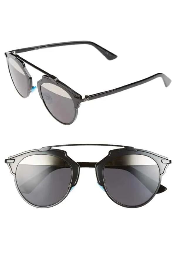 Two pairs of sunglasses: one inexpensive, one brand-name