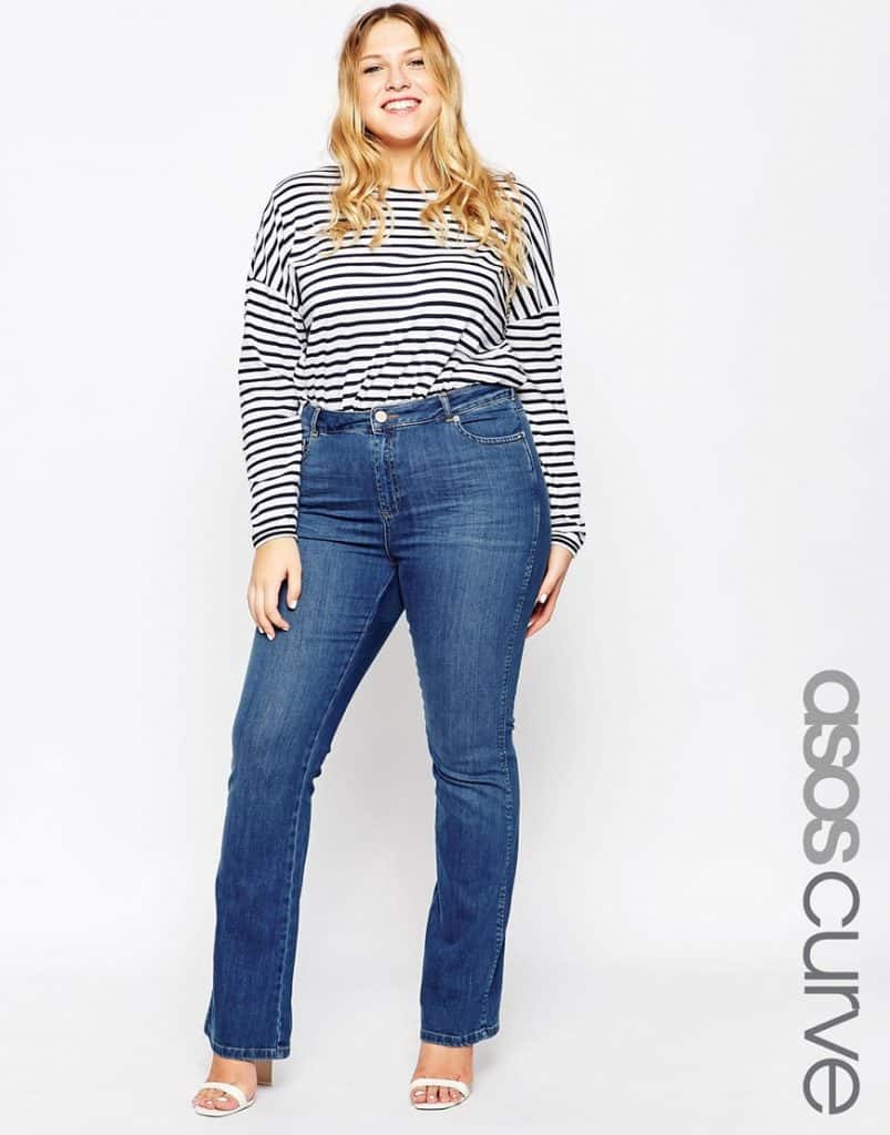ASOS Curve slouch flare jeans, $30, ASOS