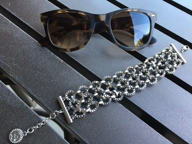 Silver chain bracelet and tortoise shell sunnies