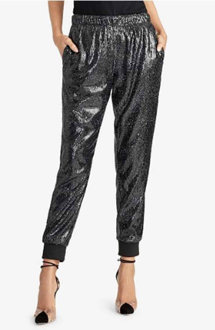 Sequined jogger with heels