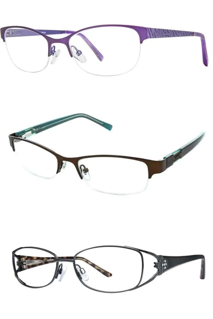 collection of three eyeglass frame styles for square faces