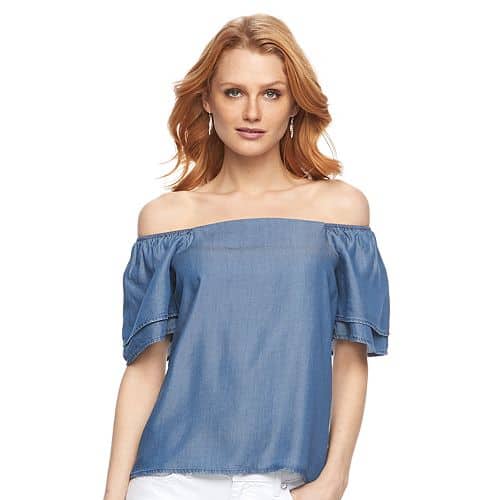 Chambray off-the-shoulder top from Kohl's.