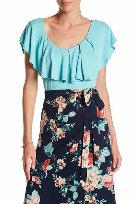 Aqua on- or off-shoulder ruffle top from Nordstrom Rack.