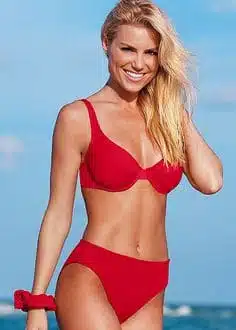 trending swimwear-two-piece, red swimsuit with high thigh cutouts