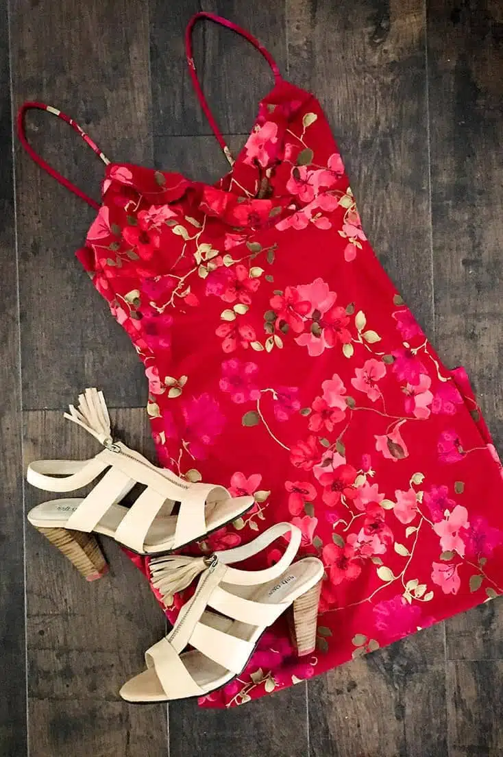 Sshoes are the solution to loud heels. Here, they're styled with a floral summer dress.