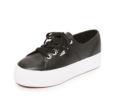 Black leather platform sneaker 
