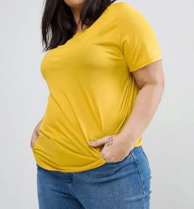 Gold plus-size t-shirt in our fashion for women over 70 collection