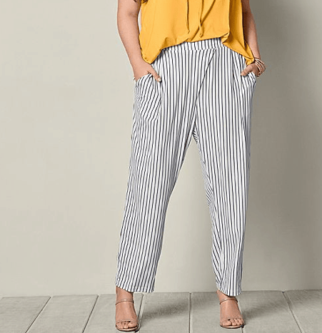 Striped, straight leg pant from Venus in plus-sizes
