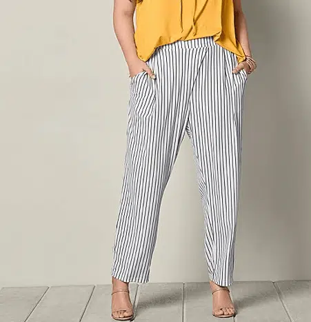 Striped, straight leg pant from Venus in plus-sizes