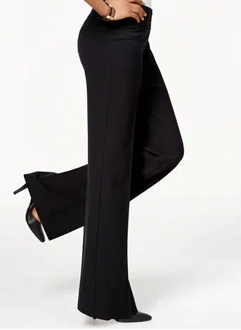 Black, wide-legged rayon pants