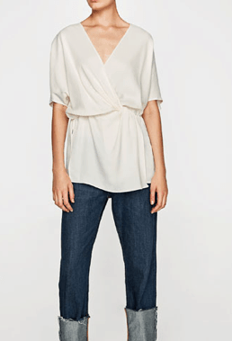 Wrap style blouse in ecru by Zara