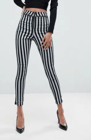 Skinny high waisted striped pants
