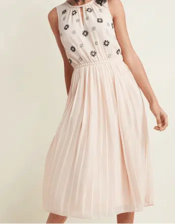 Pale pink embellished chiffon dress