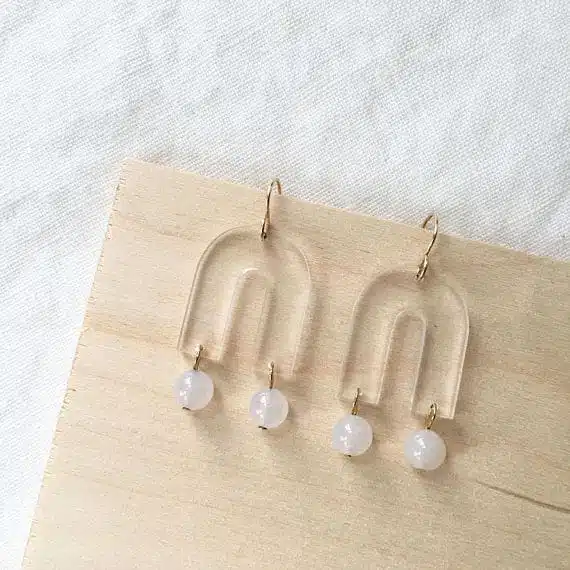 Pair of dangling lucite earrings