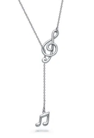 Silver necklace with treble clef