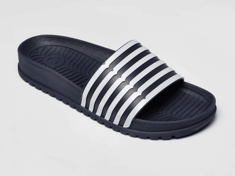 Navy and white striped slides from Hunter