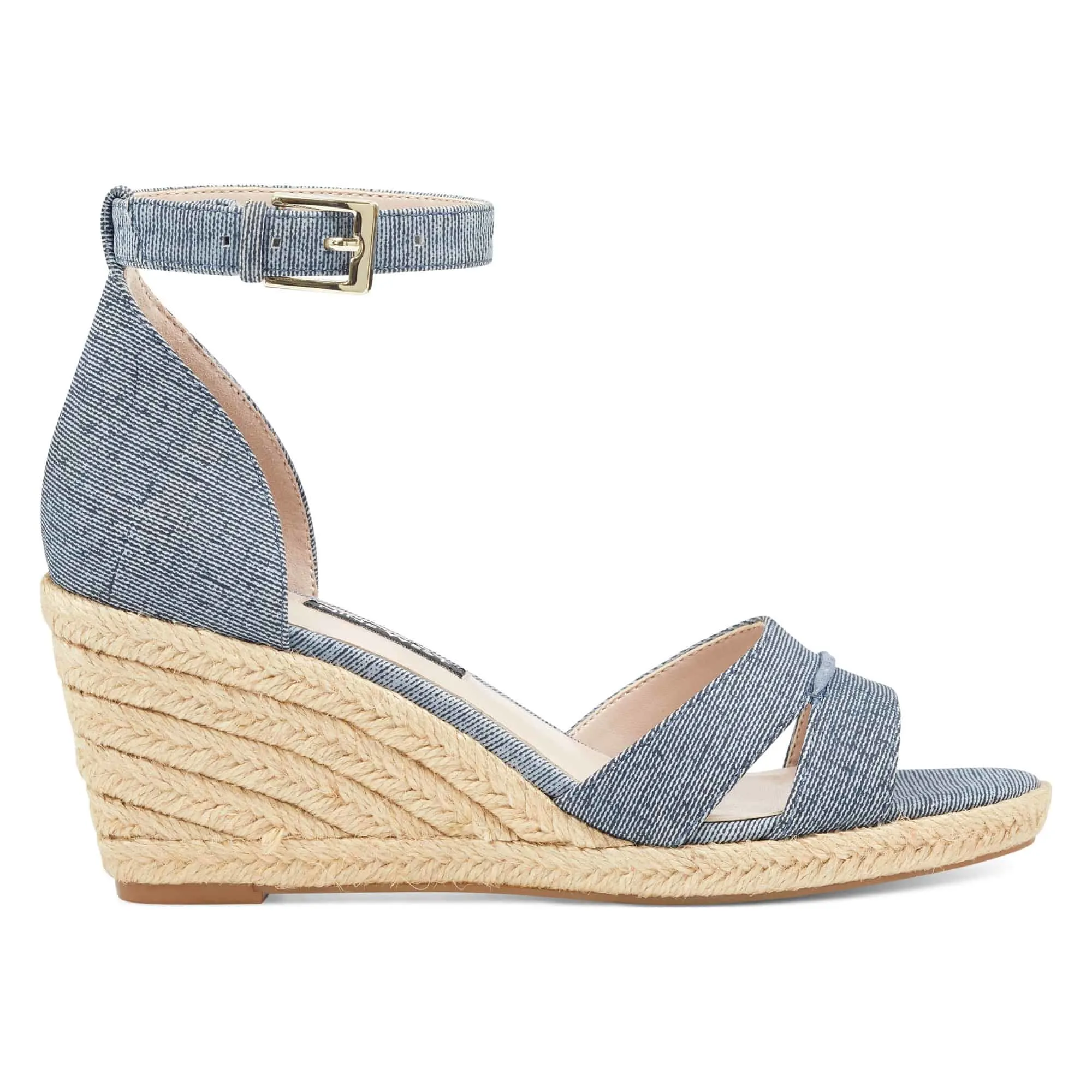Wedge sandale with chambray strap