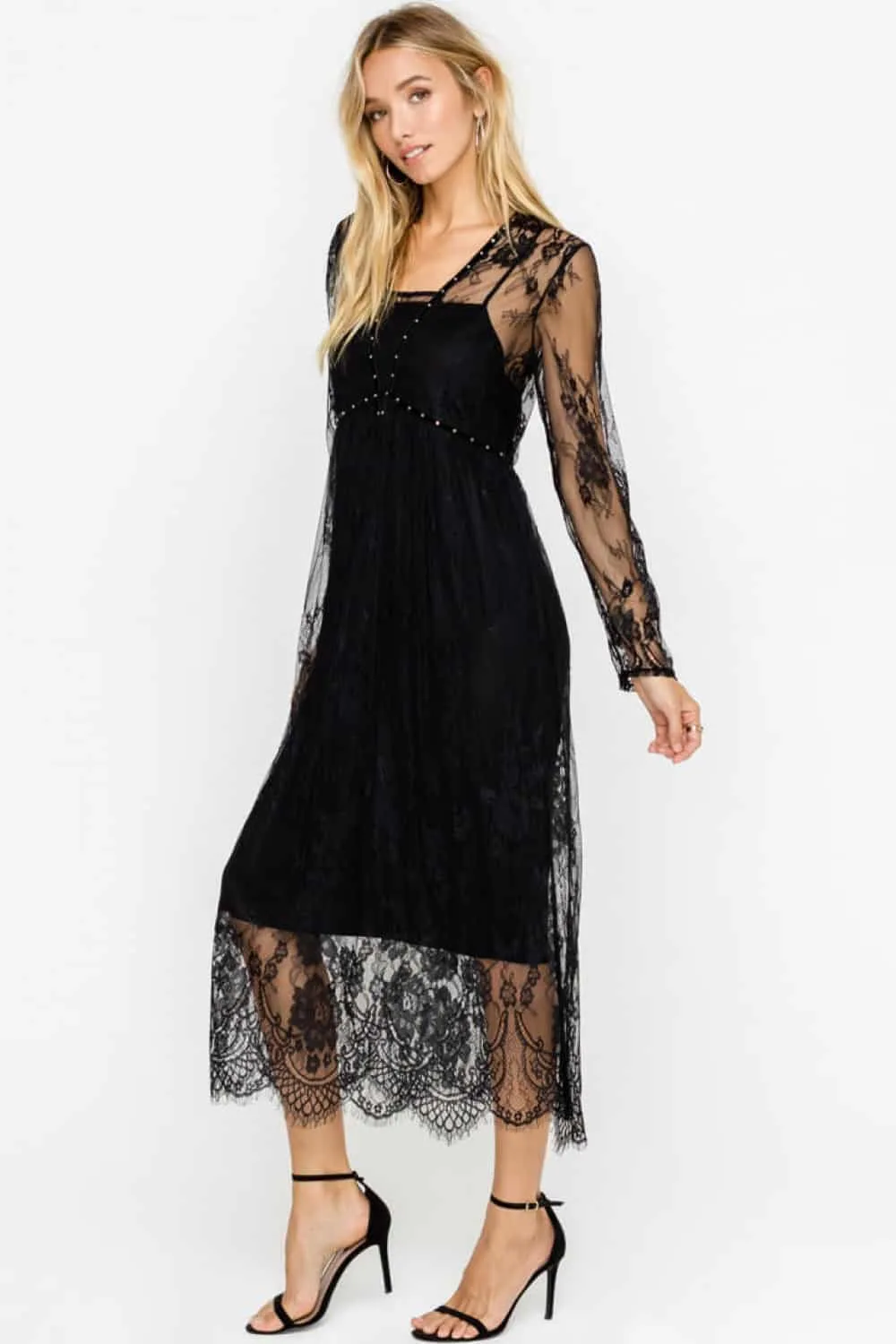 Black cocktail wear with lace detail