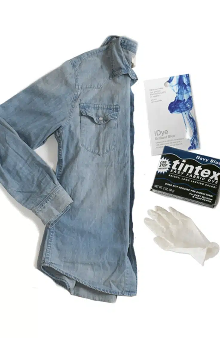 Supplies you need to make your own denim ombre buttondown.