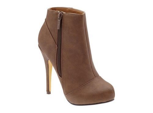 Brown bootie with tall heel