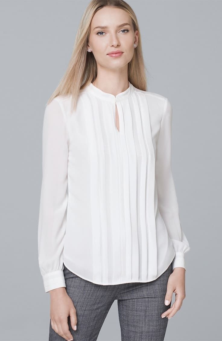 Pleated white blouse