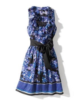 Blue and black floral dress