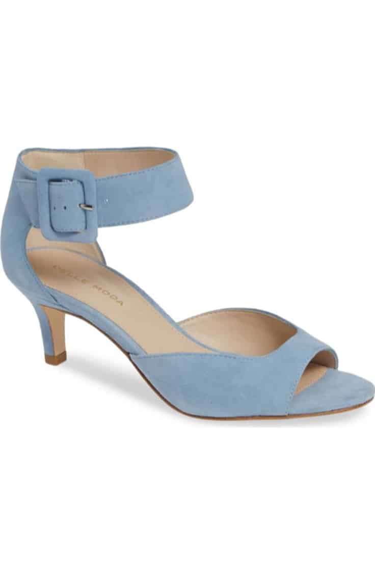 Light blue kitten heel with ankle strap