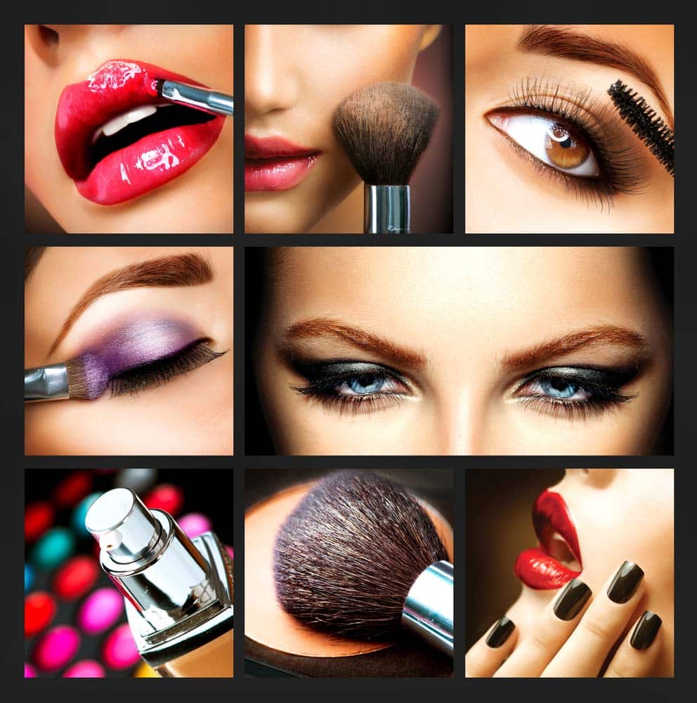 collage of women with makeup on