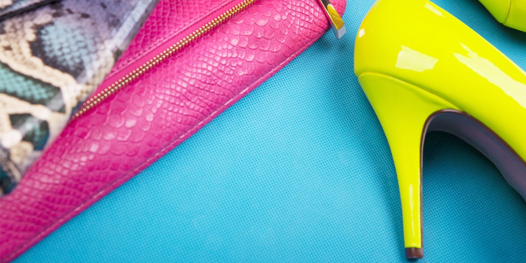 Neon yellow shoes and fuscia handbag
