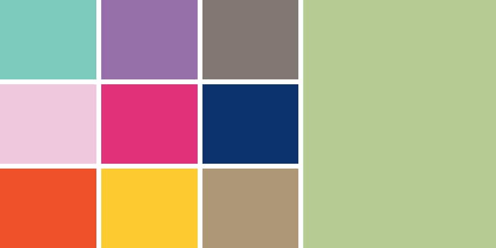 Grid of 10 colors — Pantone's spring color trends of 2012