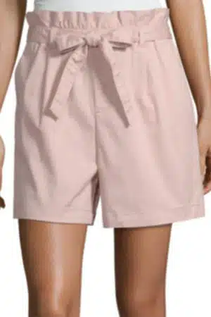 Pink belted high-waisted shorts