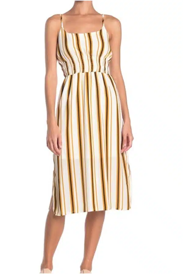 Striped dress with smocked waist