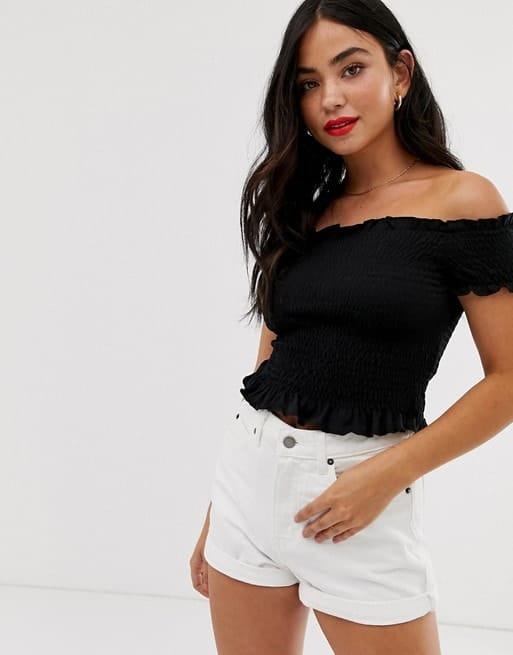 Black shirred top from ASOS
