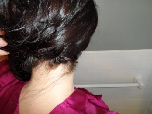 Updo tutorial step 6: pin the hair to the side