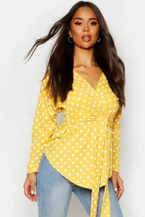 Yellow polka dot blouse 