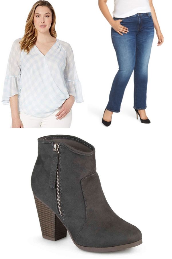 Blouse, jeans and ankle boots